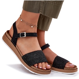 Sandalias para mujeres con una trenza en el cinturón negro INBLU GS000050