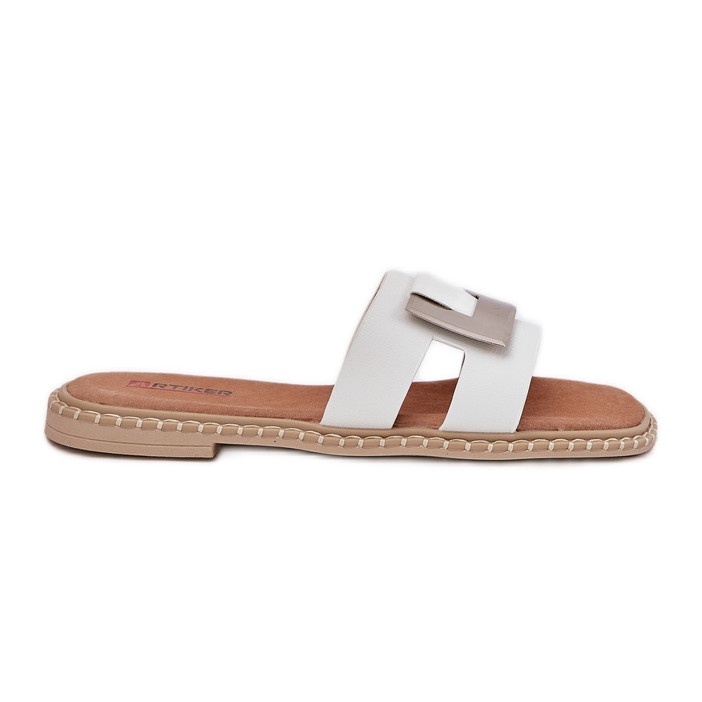 Chanclas planas para mujeres con detalle decorativo Artiker 56C1334 White blanco