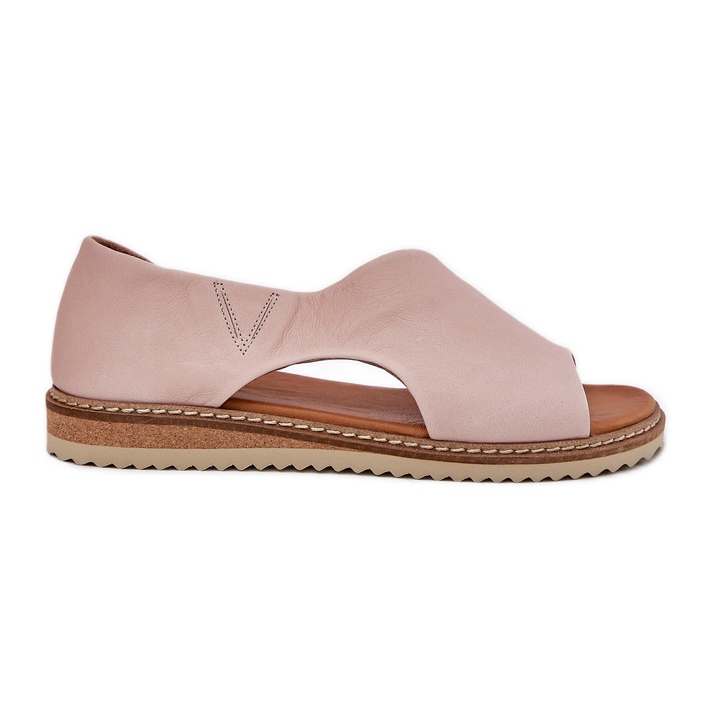 Sandalias de cuero para mujeres Artiker 46C1018 Rosa claro rosado