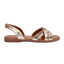 EVento Sandalias de mujer planas con cuero dorado