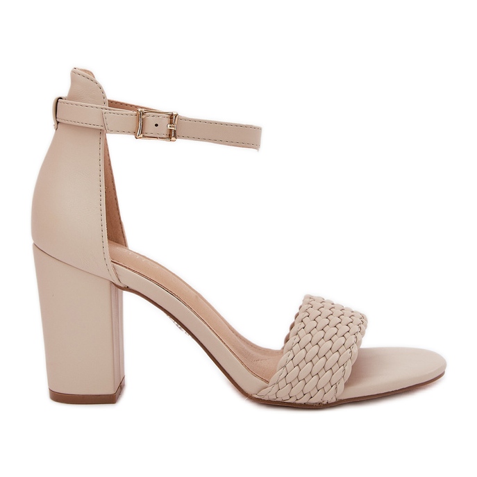 EVento Sandalias para mujeres en una publicación con un cinturón de beige tejido EVento Sandalias para mujeres en una publicación con un cinturón de beige tejido