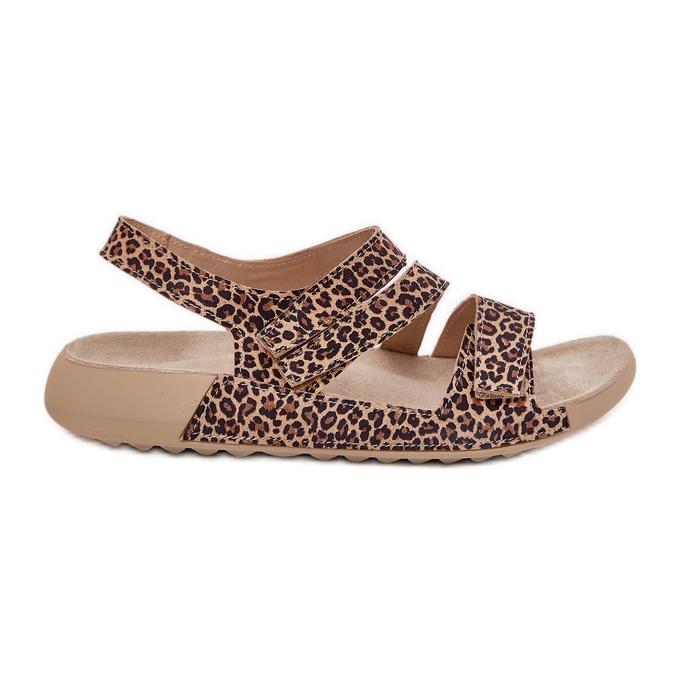 Sandalias de cuero para mujeres Zazoo K1004 LEOPARD EMPRESO marrón