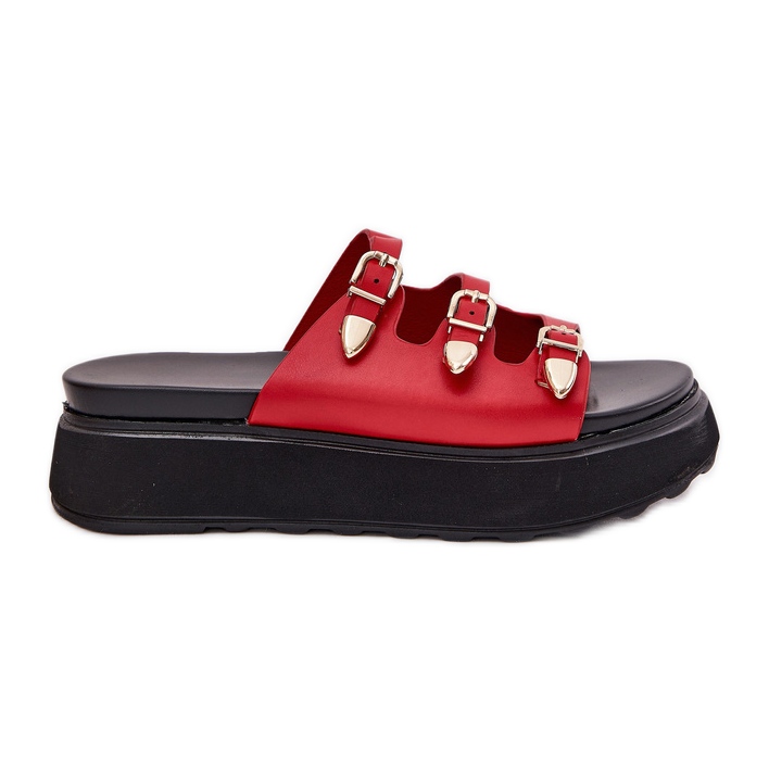 Flip fallas para mujeres en la plataforma con rayas rojas rojo Flip fallas para mujeres en la plataforma con rayas rojas rojo