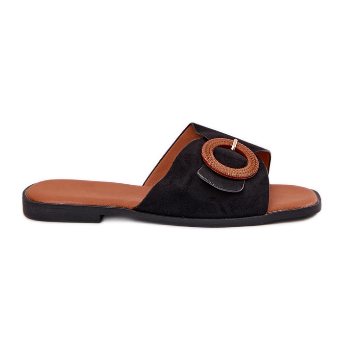 Chanclas de mujer plana con abrazadera negra negro