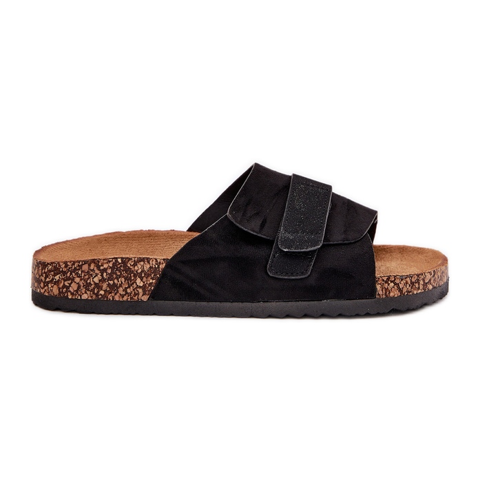 Flip Flip Flip Flip con velcro en la plataforma de corcho Black negro