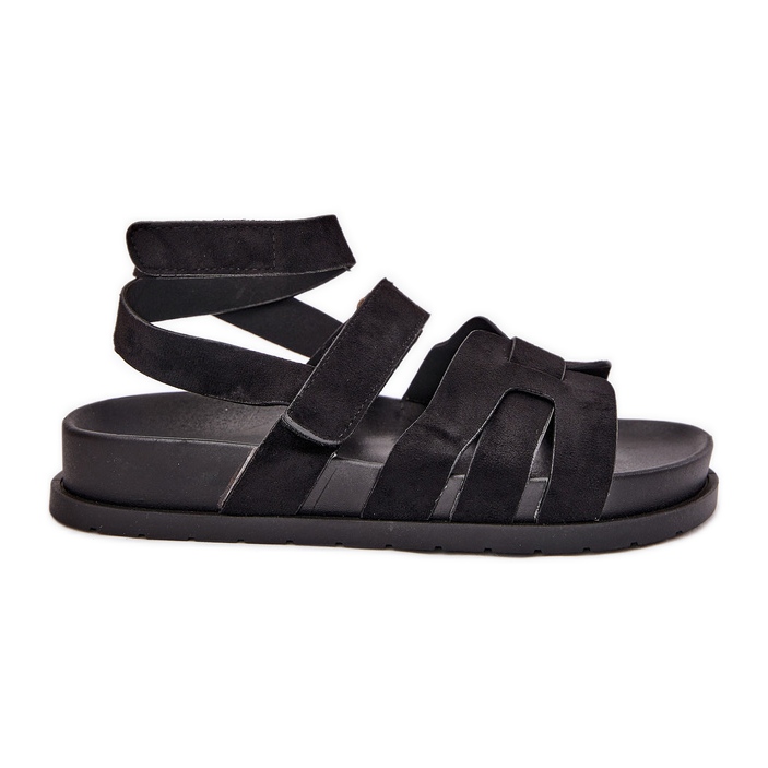 Sandalias para mujeres de ante Eco con velcro negro