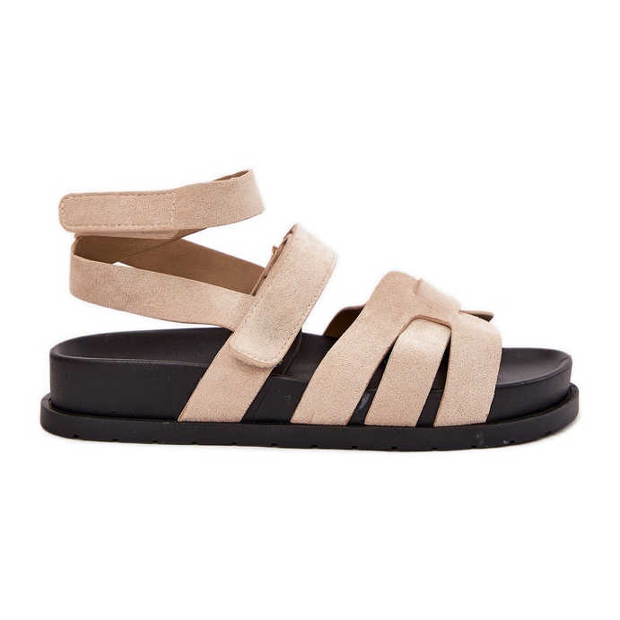 Sandalias para mujeres de ante Eco con velcro beige