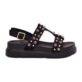 Sandalias de mujeres decoradas en la plataforma Negro