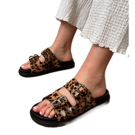 Zapatillas de mujer Panther con hebillas decorativas beige