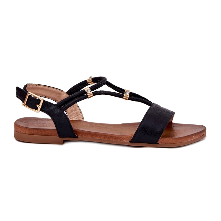 S.Barski Sandalias planas para mujeres con Stripes S. Barski KV51-120 Negro