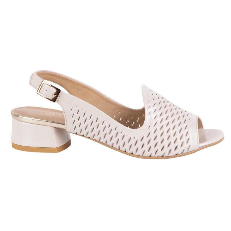 Olivier Sandalias de cuero a puertas para mujeres N1871 ECRU beige