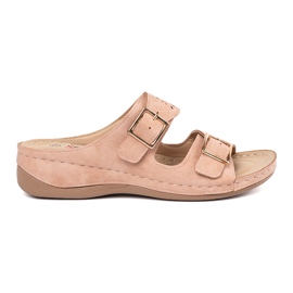 Seastar Zapatillas en una cuña baja con hebillas rosadas
