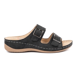 Seastar Zapatillas en una cuña baja con abrazaderas negras negro Seastar Zapatillas en una cuña baja con abrazaderas negras negro