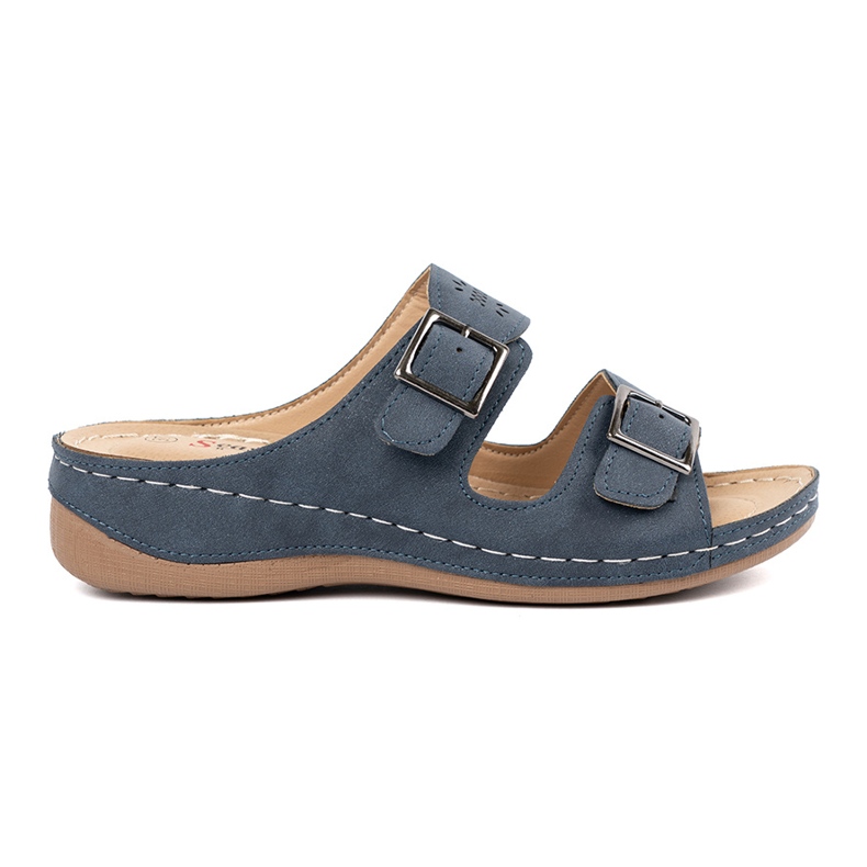 Seastar Zapatillas en una cuña baja con hebillas azules
