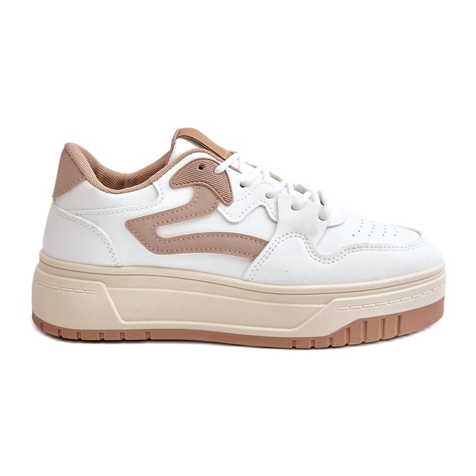 Zapatillas de mujer de piel ecológica con plataforma blanca y beige Henizore blanco