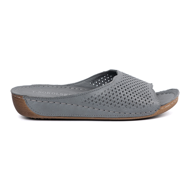 T.Sokolski Chanclas grises de cuero