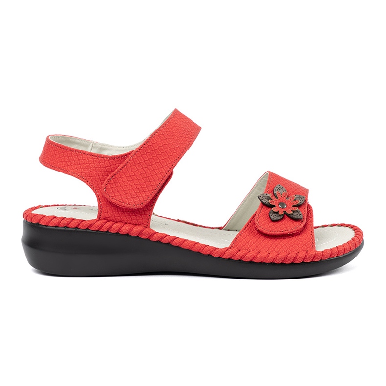 J. Star Sandalias rojas con un inserto de cuero rojo