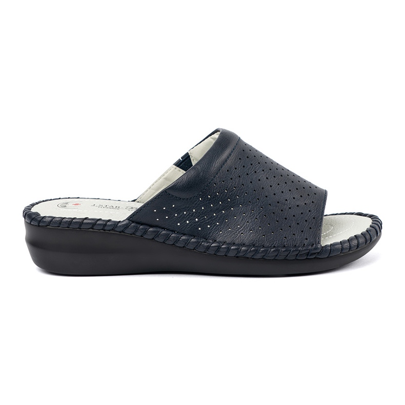 J. Star Chanclas con un inserto de cuero azul marino