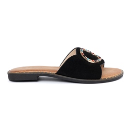 Goodin Zapatillas de mujer negra con una hebilla en los diamantes de imitación negro