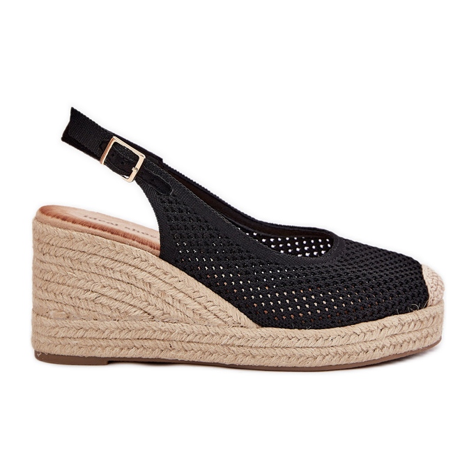 Sandalias para mujeres para cuña con trenza negra negro