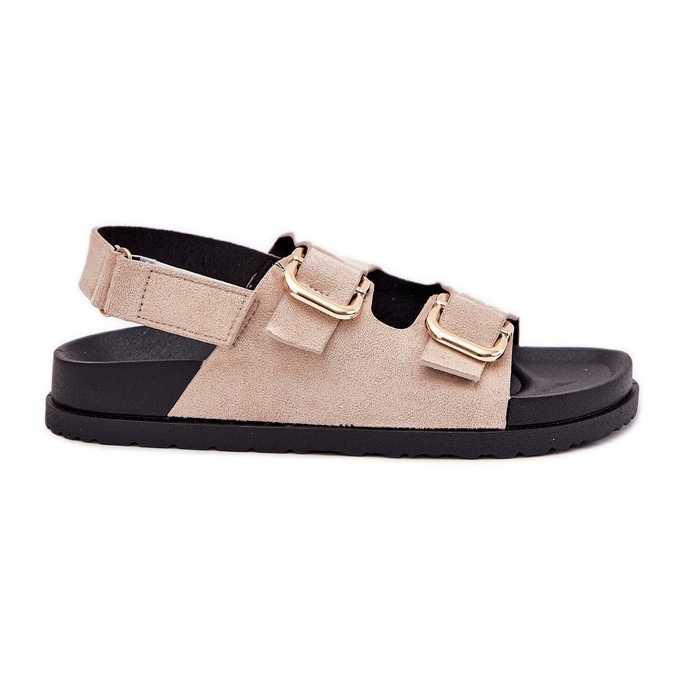 Sandalias de mujeres con pinzas de mendigos ligeros beige