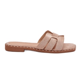 Chanclas de cañón plano decoradas caqui beige