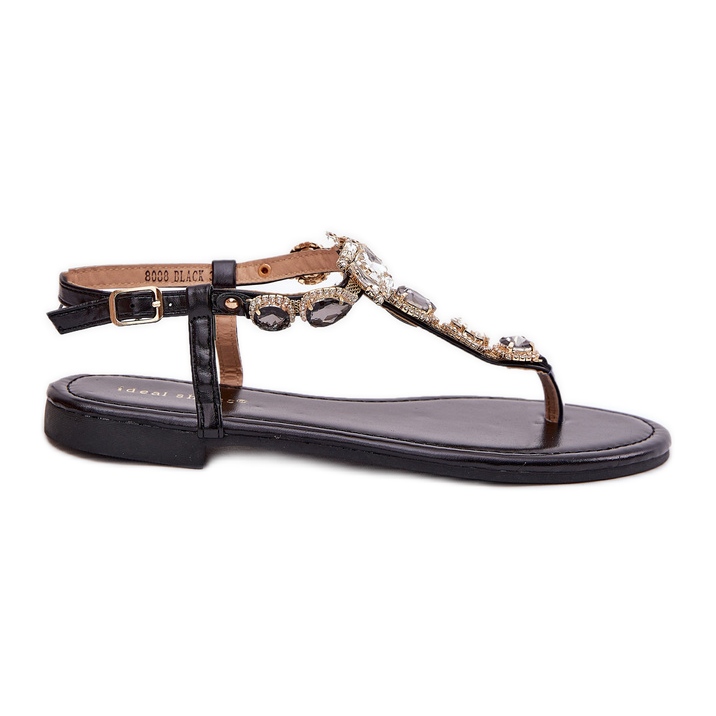 Sandalias de mujer con cristales negros