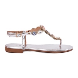 Sandalias de mujer con cristales de plata con cristales