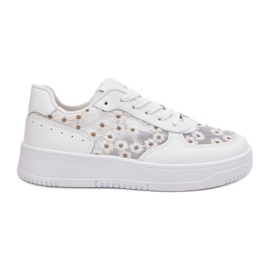 Zapatillas de malla femenina blanca stokrotki blanco