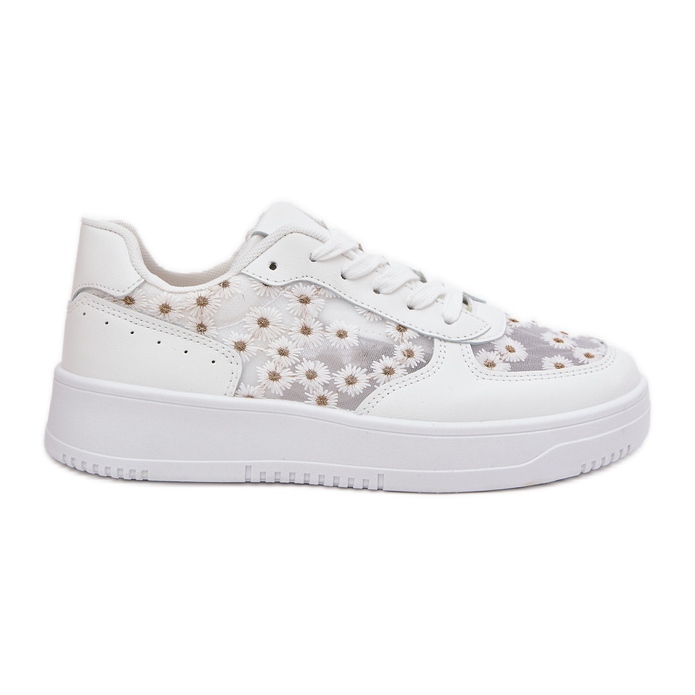 Zapatillas de malla femenina blanca stokrotki blanco