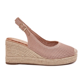 Sandalias para mujeres para cuña con trenza rosa rosado