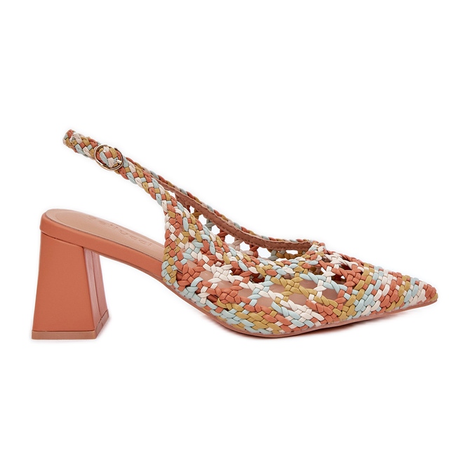 Sandalias con trenza en el poste multicolor amarillo Sandalias con trenza en el poste multicolor amarillo