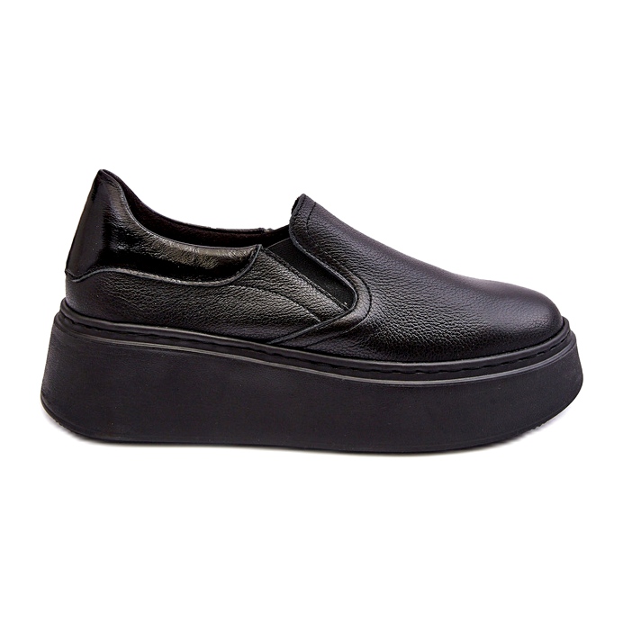 Zapatos deportivos de cuero para mujeres en la plataforma Black Lemar negro