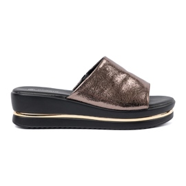 Goodin Zapatillas metálicas para mujeres en la plataforma marrón