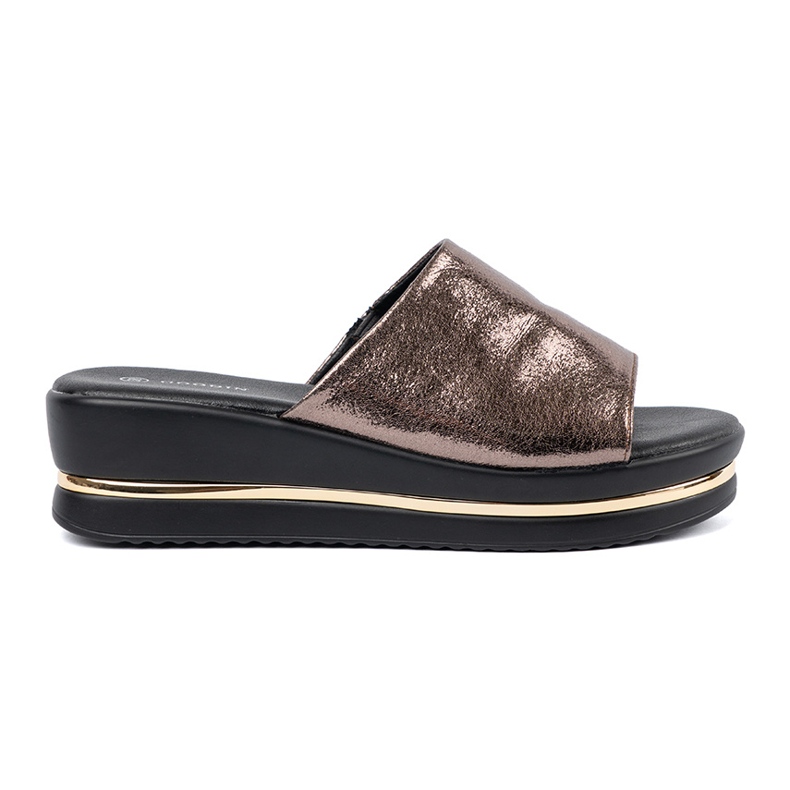 Goodin Zapatillas metálicas para mujeres en la plataforma marrón