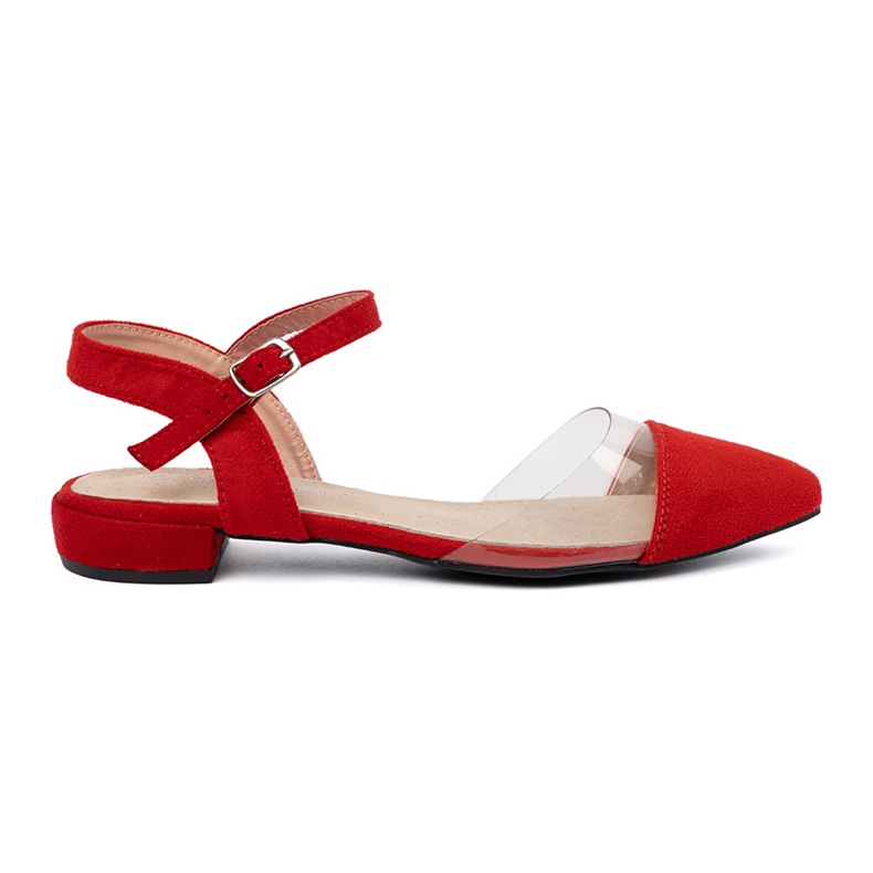 Goodin Sandalias rojas elegantes en una suela plana rojo