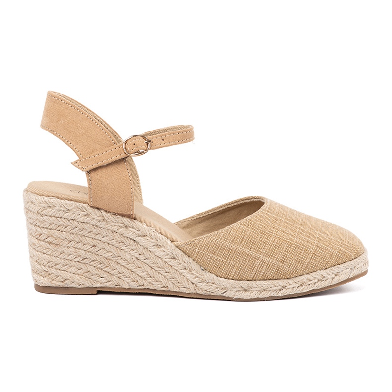 Shelvt Sandalias beige alpargatas en cuña Shelvt Sandalias beige alpargatas en cuña