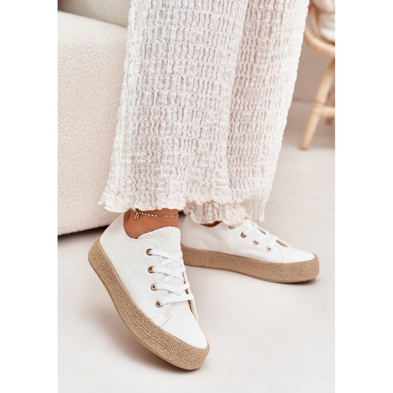 Zapatillas para mujeres en la plataforma con trenza blanca blanco