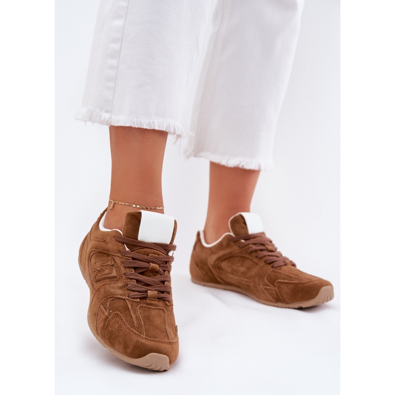 Zapatos deportivos femeninos con Camel Eco Suede marrón