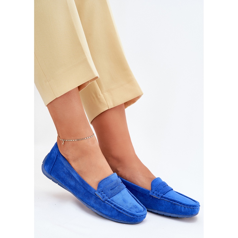 Mocasines de cobalto de gamuza para mujeres azul