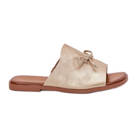 EVento Chanclas de mujer de late plana con una encuadernación decorativa de oro dorado