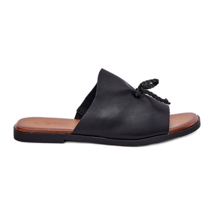 EVento Chanclas de mujer plana con una corbata decorativa negra negro