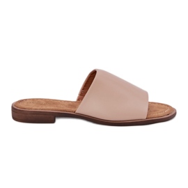 EVento Flip de cuero de cuero para mujeres chanclas beige