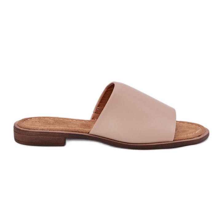 EVento Flip de cuero de cuero para mujeres chanclas beige