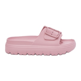 EVento Zapatillas de espuma para mujeres en la plataforma con una hebilla rosa rosado