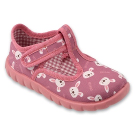 Zapatillas para niños de Befado 627p005 Oso de peluche rosa