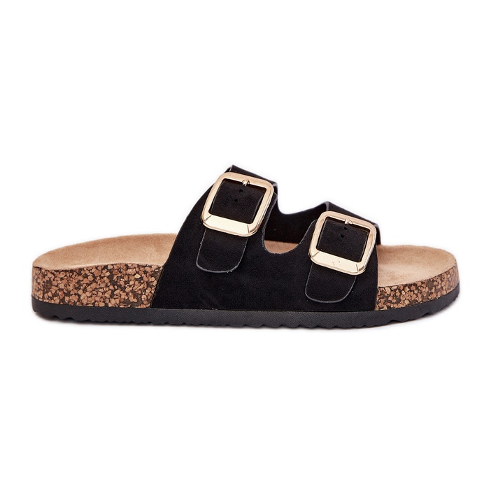 Flip Flip Flip Flip Flip con Heblas doradas de ante Eco. Hebillas negras negro
