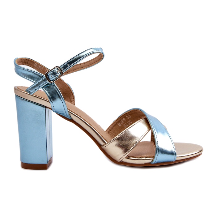 Seastar Sandalias Tacón Piel Ecológica Azul y Dorado Abilica