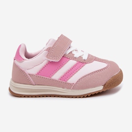 Zapatillas deportivas para niños con velcro rosa