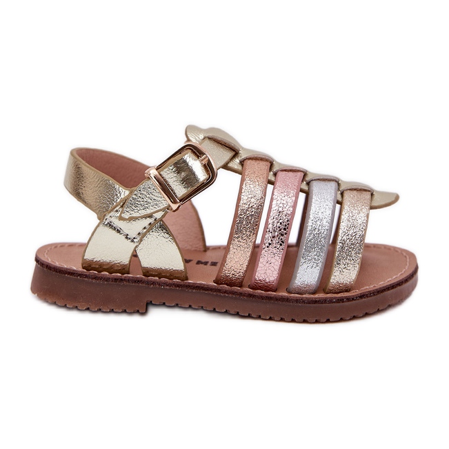 Sandalias para niños de niñas con cuero ecológico dorado